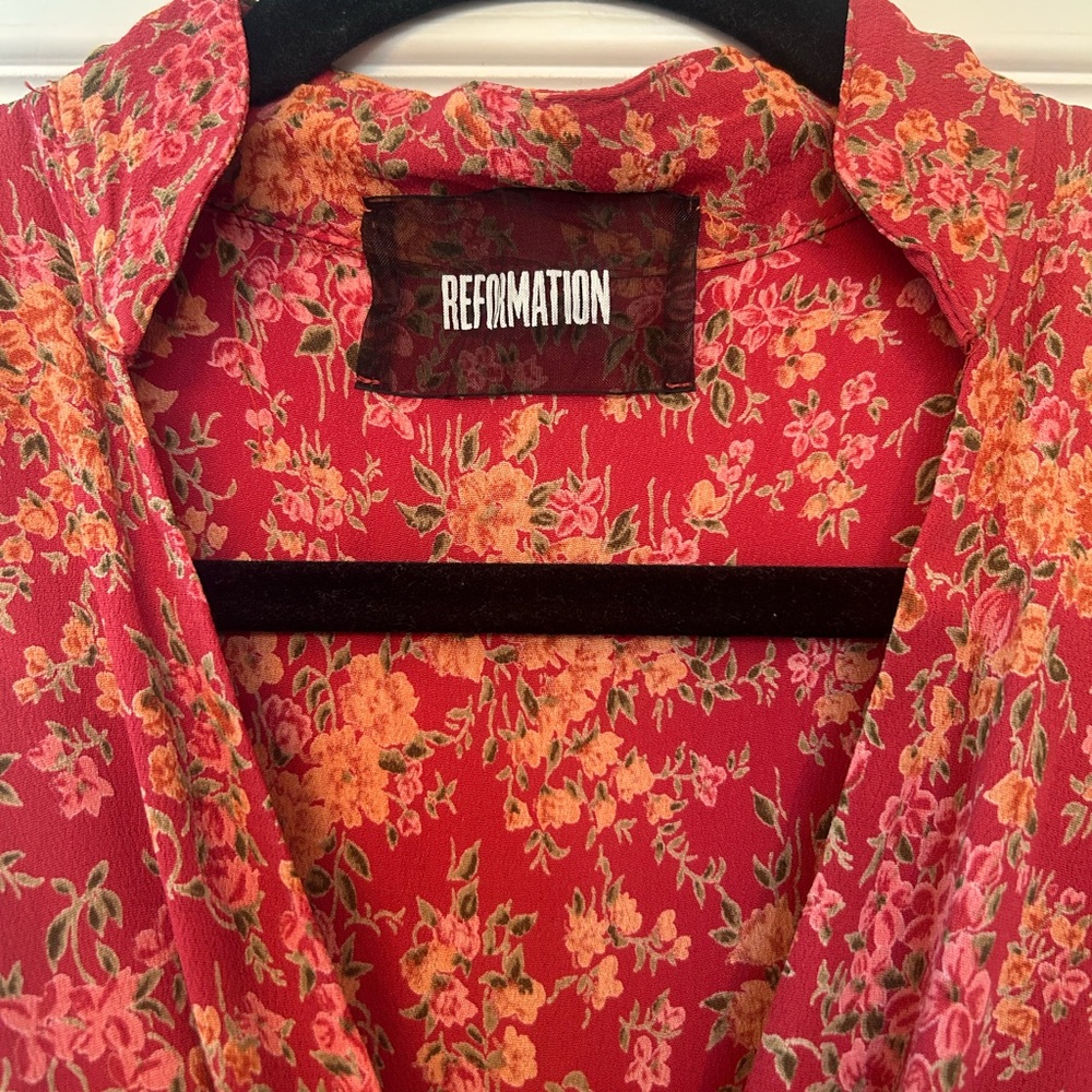 Reformation Red/pink Floral Dress